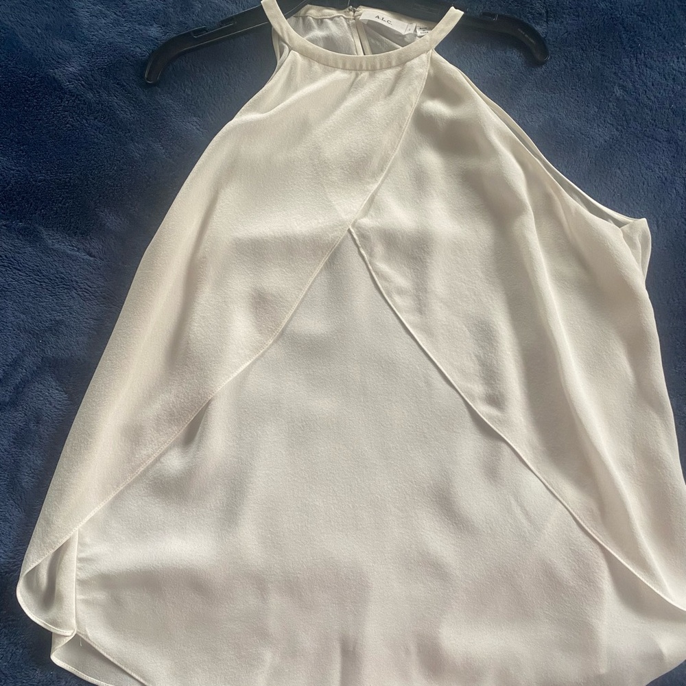 A.L.C. Silk ivory tulip top